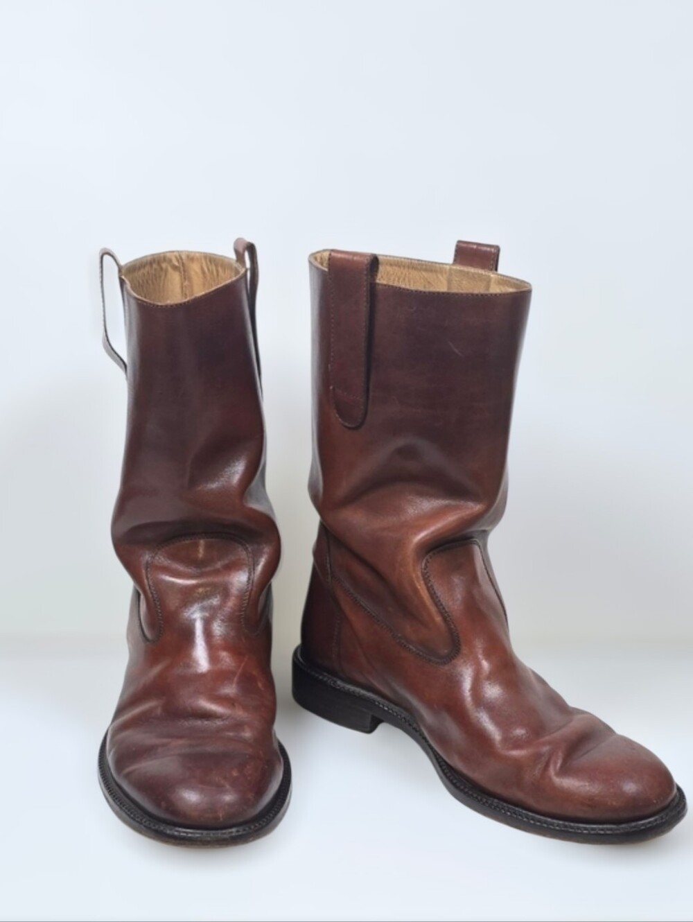 Billy Reid Kentwood Roper Pull On Italian Leather Boots Men's Sz.9 Luxury